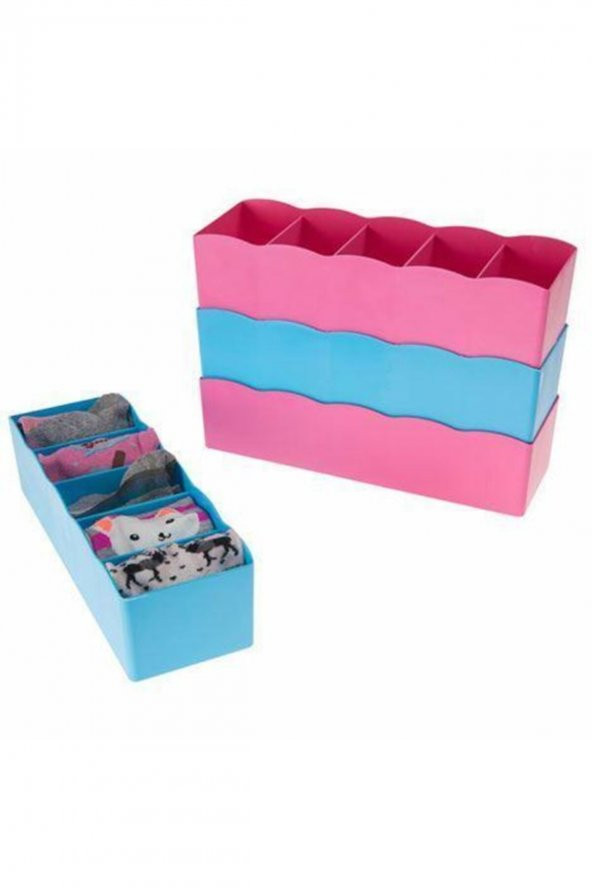 Çekmece İçi Çorap Kravat Aksesuar Düzenleyici 5 Bölmeli Organizer - 2