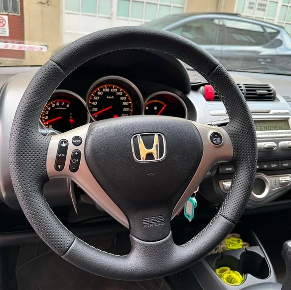 Honda Jazz Araca Özel Direksiyon Kılıfı (NOKTA DÜZ SİYAH İP) - Resim 3