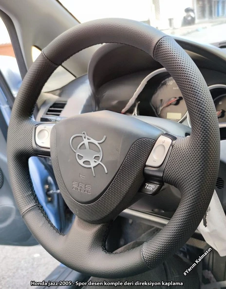 Honda Jazz 2005 Araca Özel Dikmeli Direksiyon Kılıfı (NOKTA DÜZ SİYAH İP) ürün görseli