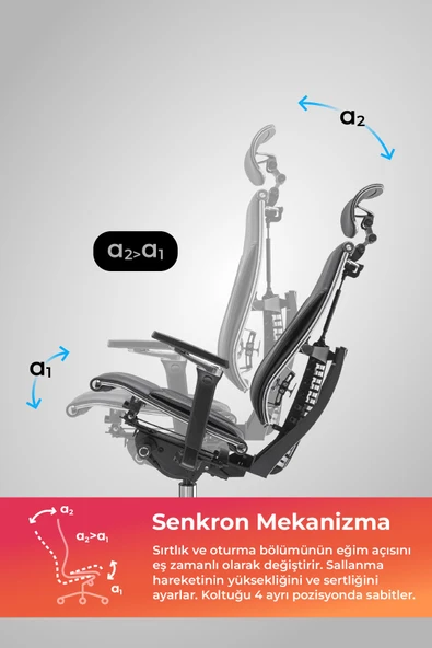 Metta Yoga Ergonomik Koltuk | Bel Destekli, Tekerlekli, Yükseklik Ayarlı, Deri Yönetici Koltuğu -A5.F.5.13A - Resim 3