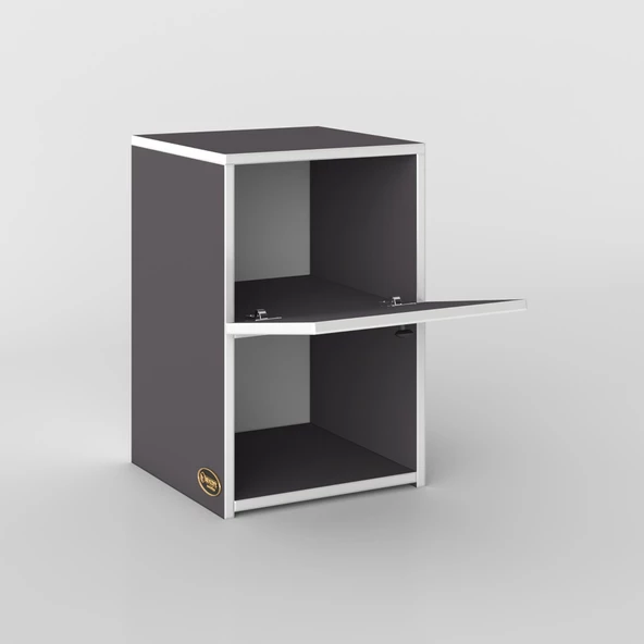 Kenzlife komodin izumi gri 60*39*39 komidin kitaplık ayakkabılık kapaklı arkalıklı - Resim 3