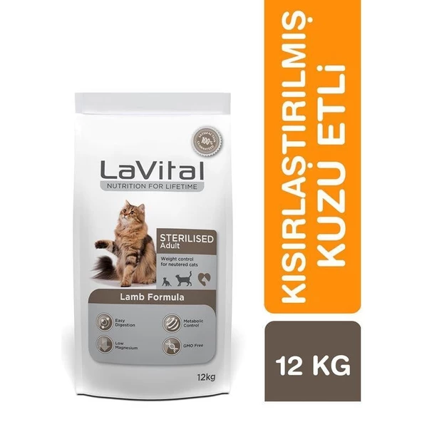 LaVital Cat Adult Sterilised Lamb 12 kg Kuzu Etli Kısırlaştırılmış Yetişkin Kedi Maması - 2