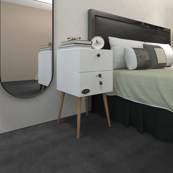 Kenzlife komodin kilitli sakura byz 74*39*39 komidin ahşap ayaklı kitaplık ayakkabılık kapaklı arkalıklı - Resim 2