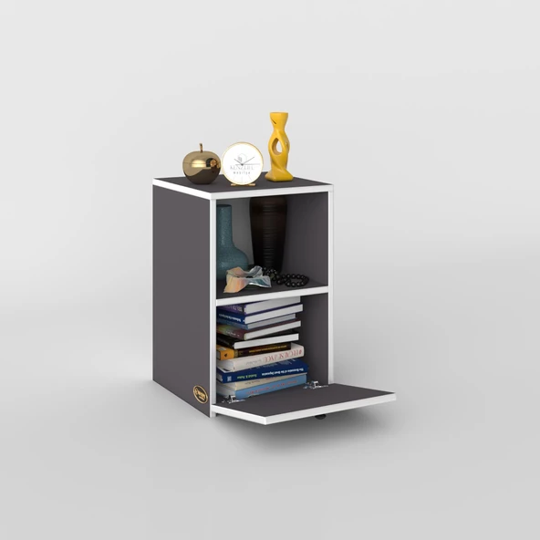 Kenzlife komodin yokatta gri 60*39*39 komidin kitaplık ayakkabılık kapaklı arkalıklı - Resim 2