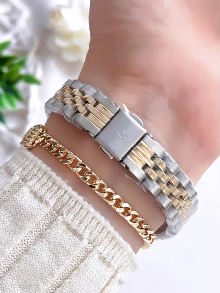 Wesse Çelik Kordon Takvimli Kadran 5 Atm Suya Dayanıklı Kadın Kol Saati+Bileklik BW.109703.SY - Resim 3