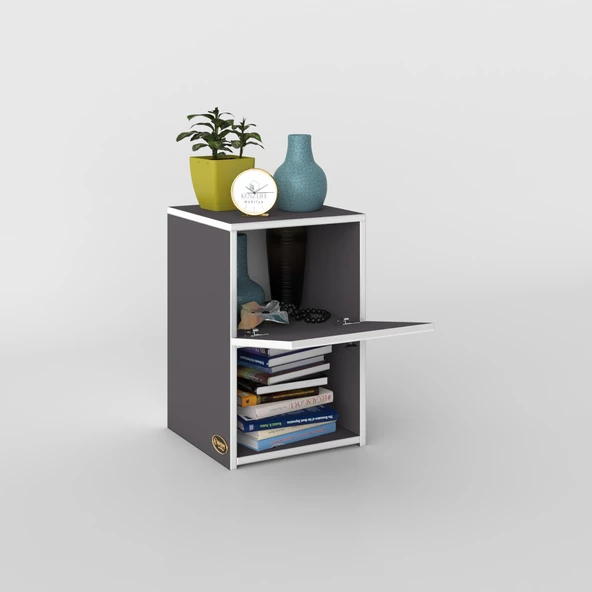 Kenzlife komodin izumi gri 60*39*39 komidin kitaplık ayakkabılık kapaklı arkalıklı - Resim 2