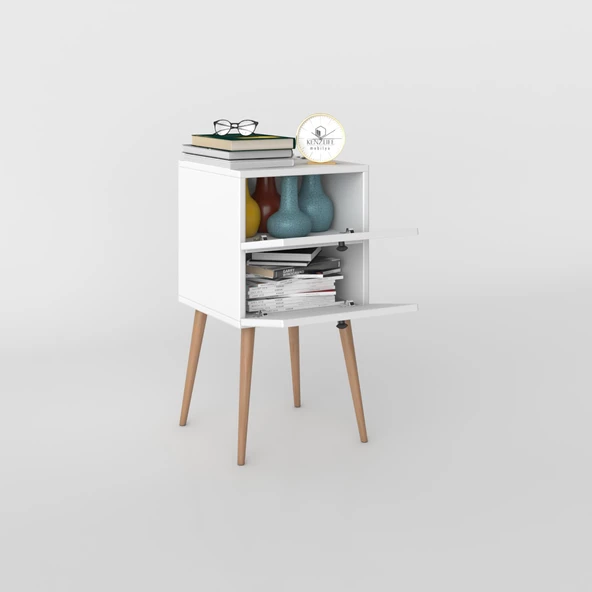 Kenzlife komodin kilitli hanami byz 74*39*39 komidin ahşap ayaklı kitaplık ayakkabılık kapaklı arkalıklı - Resim 2