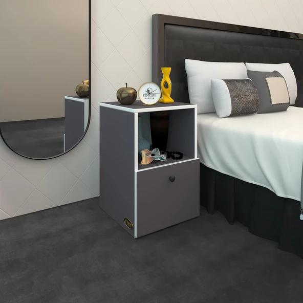Kenzlife komodin yokatta gri 60*39*39 komidin kitaplık ayakkabılık kapaklı arkalıklı