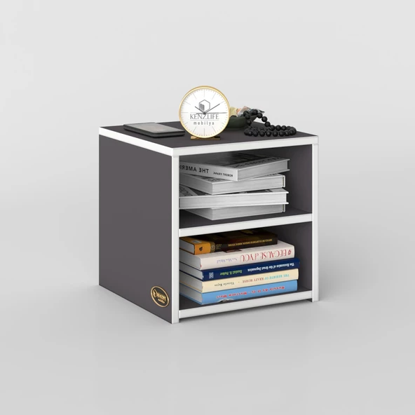 Kenzlife komodin meydey gri 39*39*39 komidin kitaplık ayakkabılık - 2