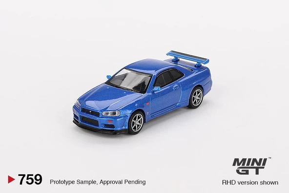 Mini Gt Nissan Skyline GT-R (R34) V-Spec Bayside Blue 759 - Resim 2