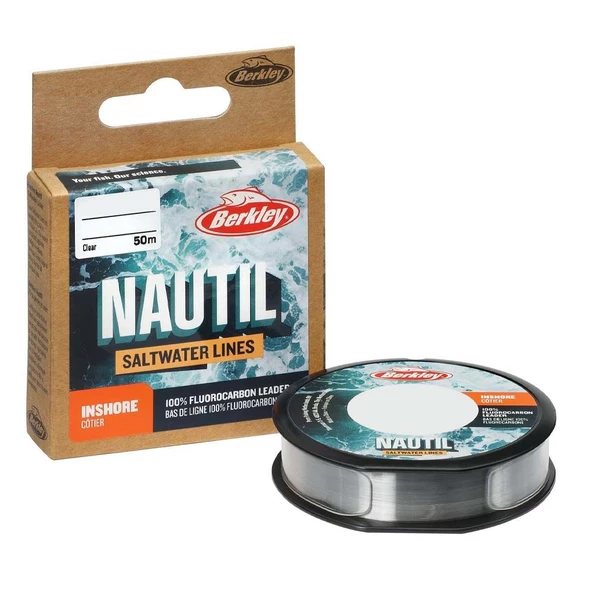 Berkley Nautil Inshore %100 Fluorocarbon 0,145 mm 50m Leader Misina 1.3kg Çeker