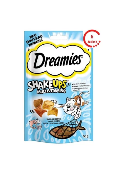 ShakeUps Multivitaminli Deniz Ürünleri Kedi Ödül Maması 55 Gr x 6 Adet