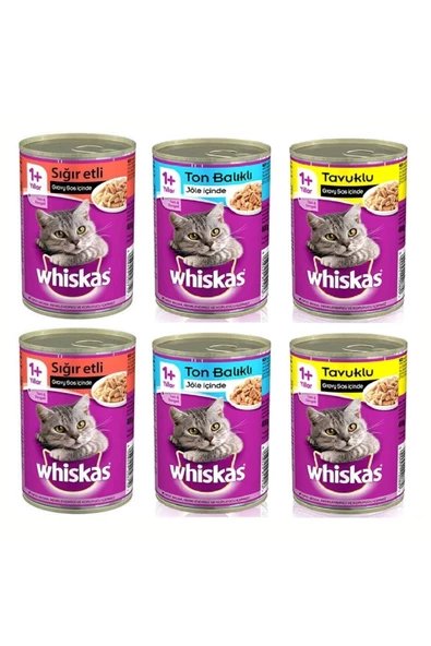 3 Çeşit Karışık Yetişkin Konserve Kedi Maması 6 x 400 G