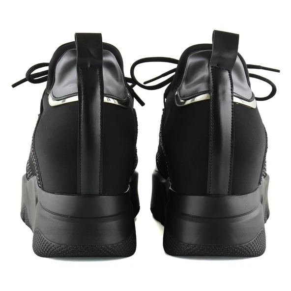 Erkan Saçmacı Eleanor Siyah Süet Streç Taşlı Gizli Dolgu Topuklu Günlük Ayakkabı - 5