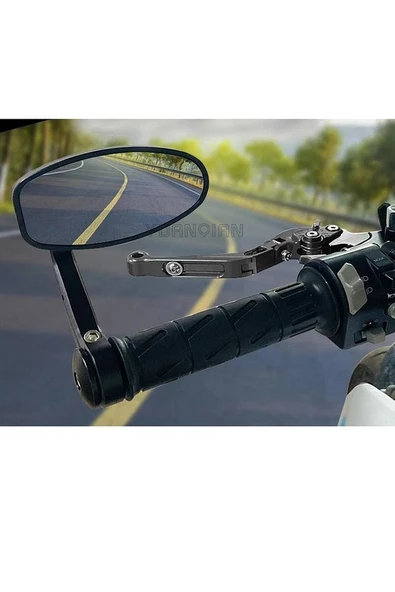Motosiklet Gidon Aynası Oval - Gri (gümüş) Renk Topuz -Supermto - 6