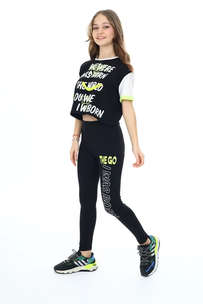 Kız Çocuk Taytlı Alt-Üst 2'li Takım 12141 - Resim 8