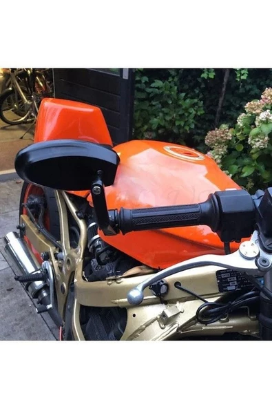 Motosiklet Gidon Aynası Oval - Gri (gümüş) Renk Topuz -Arasmto - Resim 2