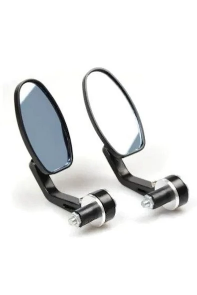 Motosiklet Gidon Aynası Oval - Gri (gümüş) Renk Topuz -Arasmto ürün görseli 1