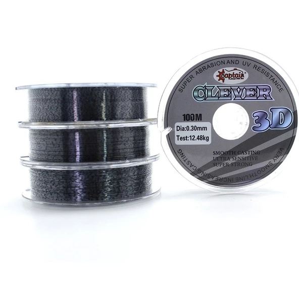 Captain Clever 3D Smooth 0.30 mm 100m Black Camou Monofilament Misina 12.48kg Çeker