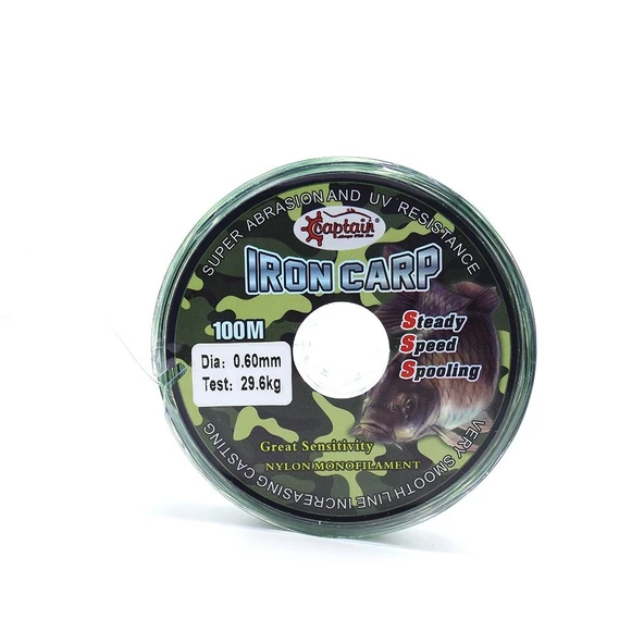 Captain İron Carp 0.28 mm 100m Kamuflaj Monofilament Sazan Misinası 10.50kg Çeker