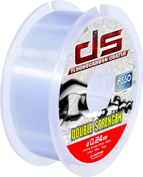 Asso Double Strength 0.30 mm 200m Gri Fluorocarbon Kaplı Misina 5.3kg Çeker