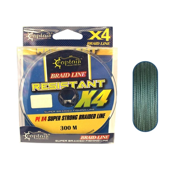 Captain Resistant PE 0.14 mm 300m Yeşil 4 Kat İp Misina 15.6kg Çeker