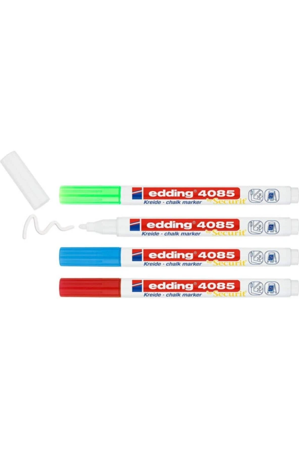 Edding 4085 Kara Tahta ve Cam Için Likit Sıvı Tebeşir Kalemi Seti 4'lü Blister