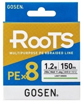 Gosen X8 Roots 1.2 PE 150m A.Yeşil 8 Örgü İp Misina 0.185 mm 11.4kg Çeker