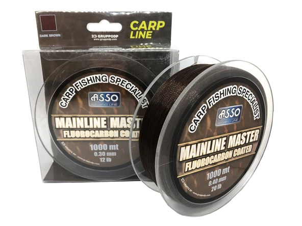 Asso Mainline Master 0.28 mm 1000m Dark Brown Fluorocarbon Kaplı Sazan Misinası 10lbs Çeker