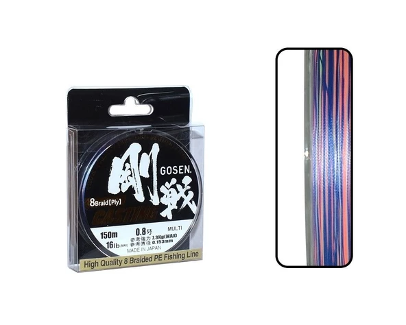 Gosen W8 Casting 1.0 PE 150m Mutlicolor 8 Örgü İp Misina 0.171 mm 9.1kg Çeker