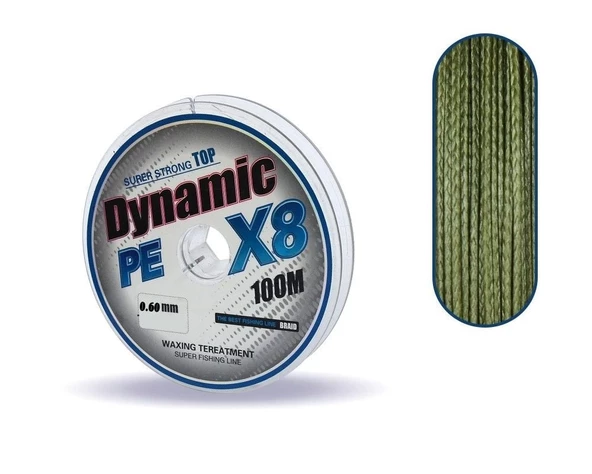Captain Dynamic Soft PE 0.12 mm 100m Yeşil 8 Örgü İp Misina 9.98kg Çeker
