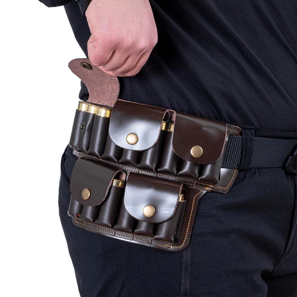 Deri Bel Fişekliği - Savage - Kahve - 15'li - 3