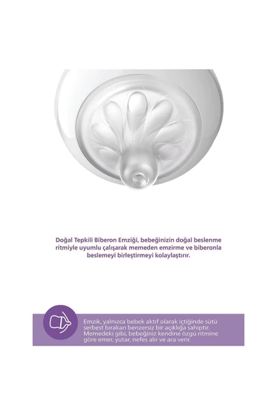 Philips Avent Doğal Tepkili Pp Mavi Biberon 260ml 1 Ay Scy903/21 - Resim 3