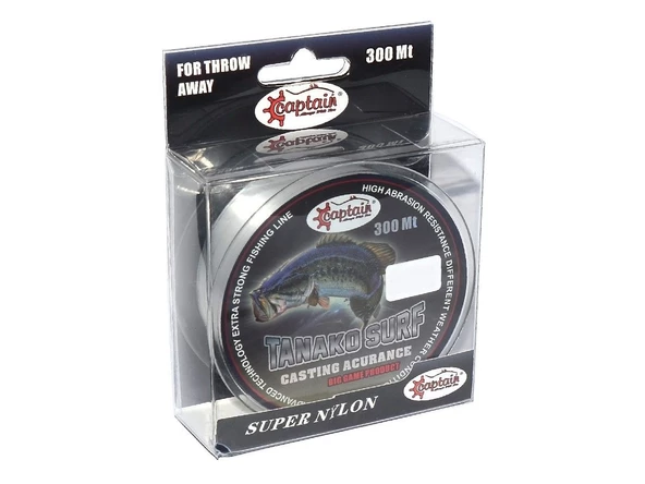 Captain Tanako Surf 0.30 mm 300m Beyaz Monofilament Misina 12.48kg Çeker