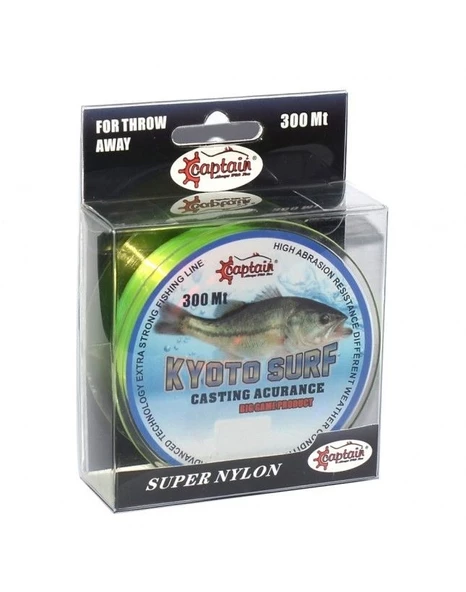 Captain Kyoto Surf 0.33 mm 300m Sarı Monofilament Misina 14.10kg Çeker