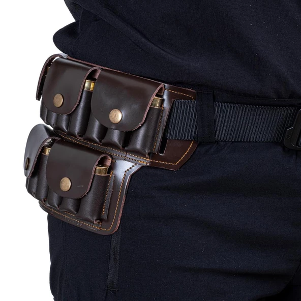 Deri Bel Fişekliği - Savage - Kahve - 15'li - 5