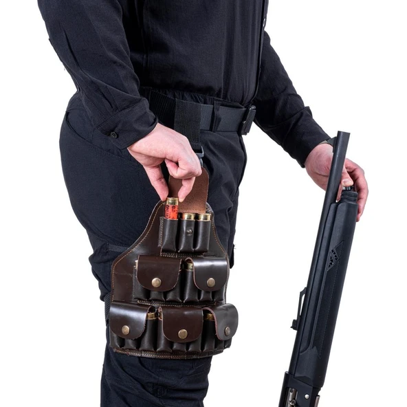 Deri Bacak Fişekliği - Savage - Kahve - 18'li - Resim 10