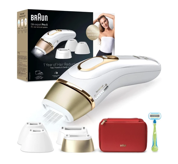 Braun Silk·Expert Pro 5 PL5382 Çanta ve 4 Başlıklı IPL Lazer Epilasyon Aleti + Venus Tıraş Makinesi