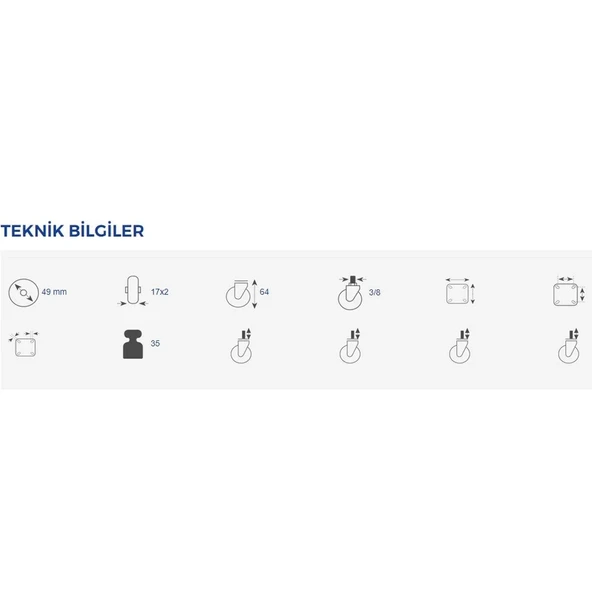 HTS Büro Tipi Vidalı Mobilya Tekeri 50lik - Resim 2