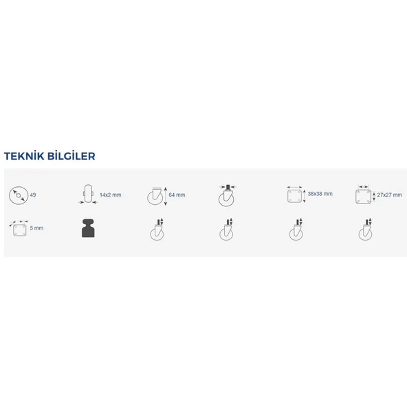 HTS Tablalı Plastik Büyük Mobilya Tekeri 50lik - 2