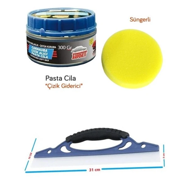 Çizik Giderici Parlatıcı Pasta Cila Süngerli + Oto Cam Sil Çekçek