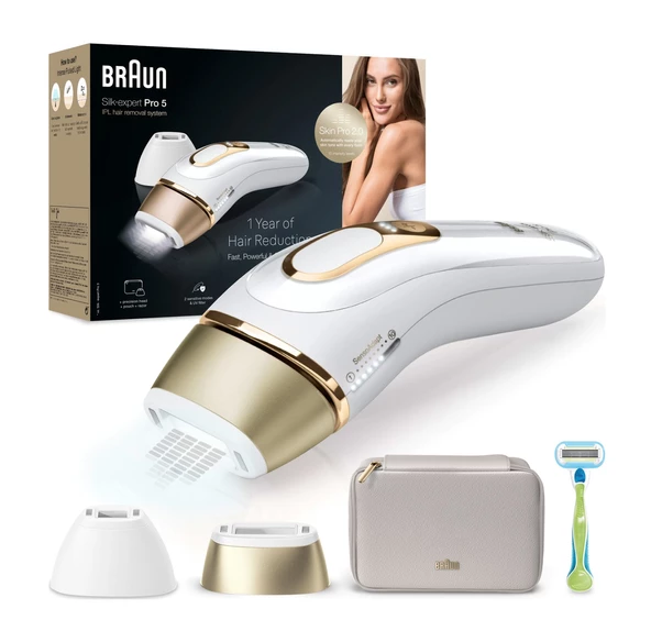 Braun Silk Expert Pro 5 Çantalı ve 2 Başlıklı IPL Lazer Epilasyon Aleti + Venus Tıraş Makinesi