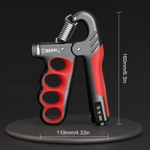 Valkyrie Sayaçlı Ergonomik 5-100kg El Yayı Bilek Güçlendirici Fitness Egzersiz Spor Aleti Sayaçlı XL Boy Kırmızı - 4