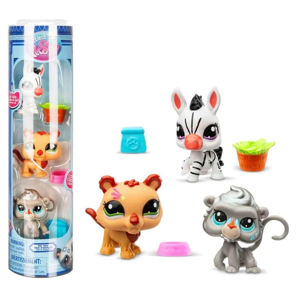 Littlest Pet Shop Minişler 3’lü Figür Seti S2 - Zebra – Aslan – Maymun 00597