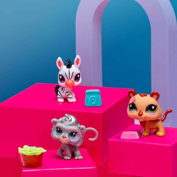 Littlest Pet Shop Minişler 3’lü Figür Seti S2 - Zebra – Aslan – Maymun 00597 - Resim 3
