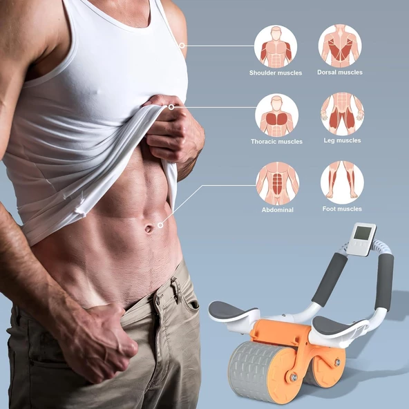 Valkyrie Karın Kası Göbek Eritici Abdominal Ab Roller Telefon Tutuculu Sayaçlı Turuncu - 3