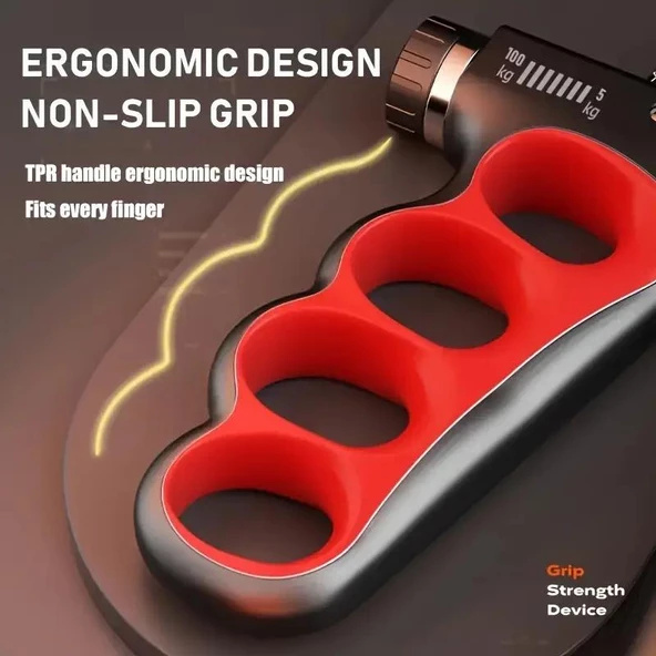 Valkyrie Sayaçlı Ergonomik 5-100kg El Yayı Bilek Güçlendirici Fitness Egzersiz Spor Aleti Sayaçlı XL Boy Kırmızı - 5