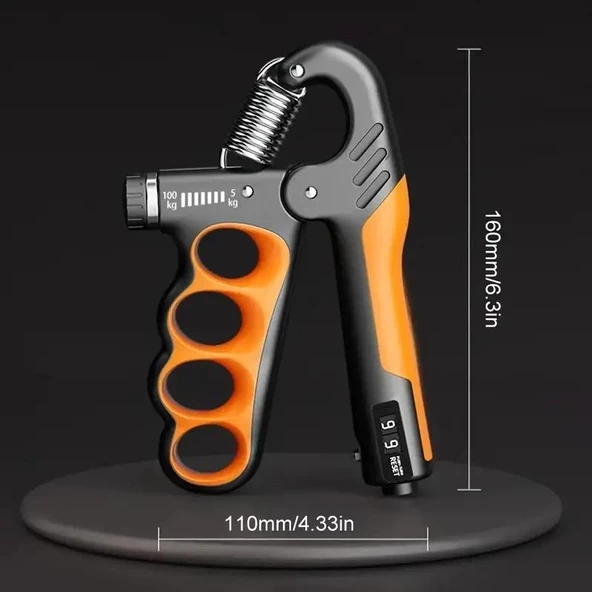 Valkyrie Sayaçlı Ergonomik 5-100kg El Yayı Bilek Güçlendirici Fitness Egzersiz Spor Aleti Sayaçlı XL Boy Turuncu - 3