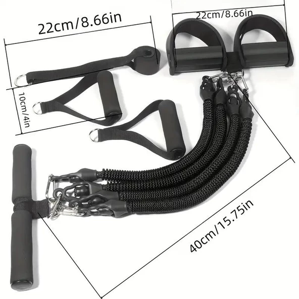 Valkyrie Çok Fonksiyonlu 10 Parça El Ayak Göğüs Kapı Yayı Egzersiz Fitness Spor Seti - 3