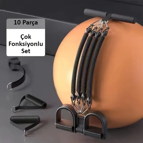 Valkyrie Çok Fonksiyonlu 10 Parça El Ayak Göğüs Kapı Yayı Egzersiz Fitness Spor Seti - 9